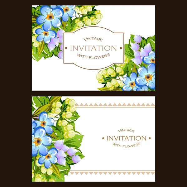 Invitation délicate avec des fleurs — Image vectorielle