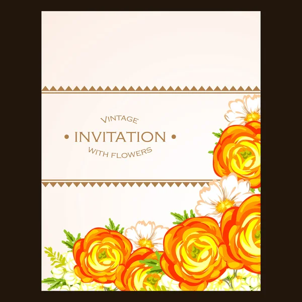 Invitation délicate avec des fleurs — Image vectorielle