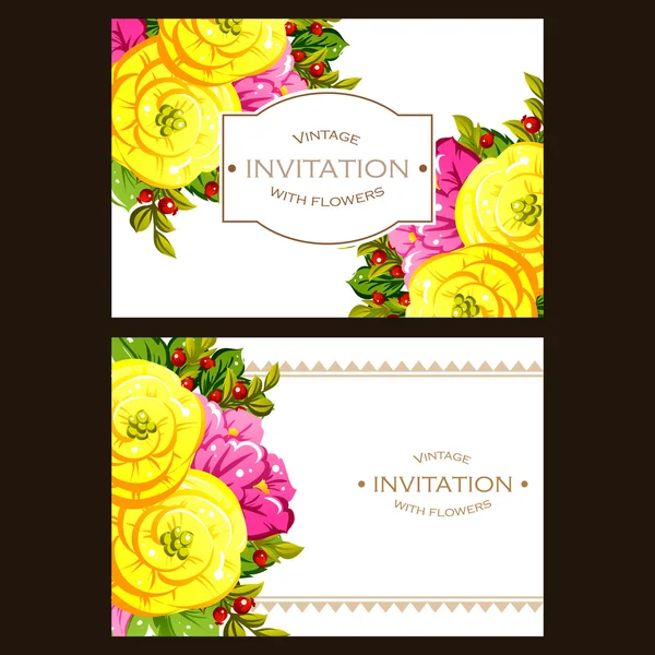 Delicate invitation with flowers — Stock Vector