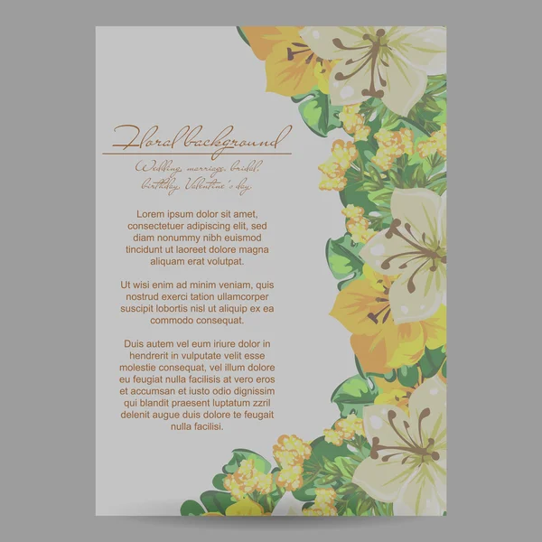 Delicada invitación con flores — Vector de stock