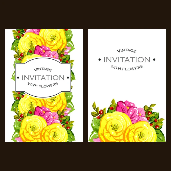 Delicate uitnodiging met bloemen — Stockvector