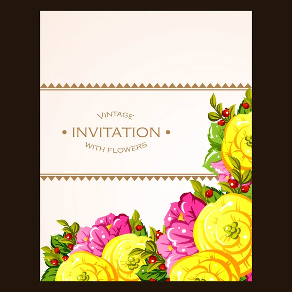 Invitation délicate avec des fleurs — Image vectorielle