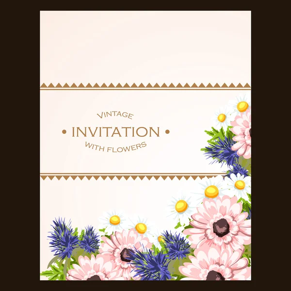 Invitation délicate avec des fleurs — Image vectorielle