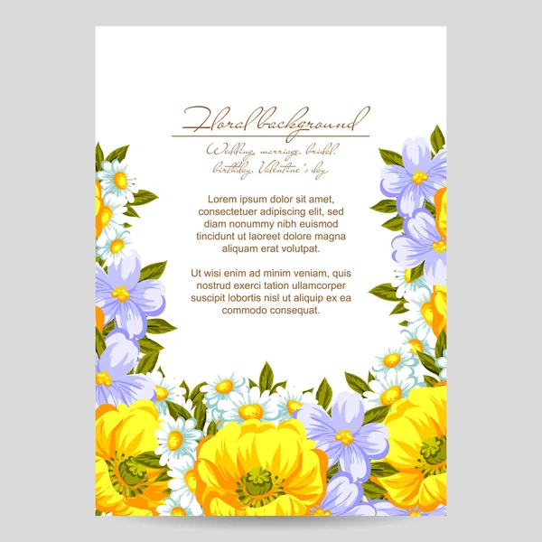 Delicate uitnodiging met bloemen — Stockvector