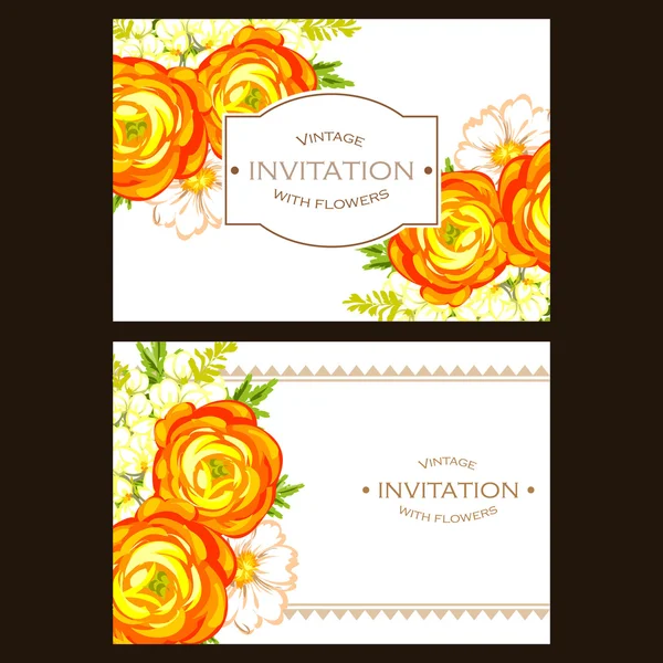 Invitation délicate avec des fleurs — Image vectorielle