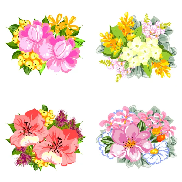 Set de bouquets de fleurs — Image vectorielle