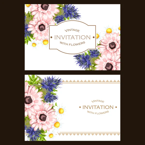 Delicate uitnodiging met bloemen — Stockvector