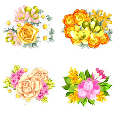 Çiçek buketleri seti