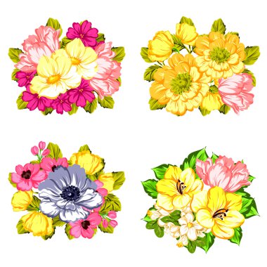 Çiçek buketleri seti