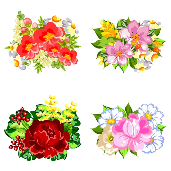 Ramos de flores conjunto — Vector de stock