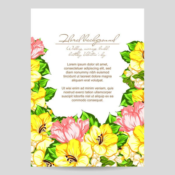 Delicate uitnodiging met bloemen — Stockvector