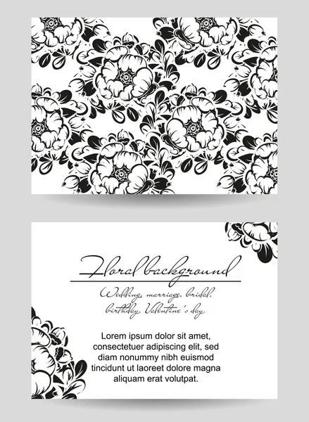 Delicada invitación con flores — Vector de stock