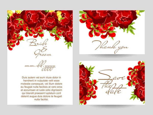다채로운 인사말 결혼식 초대 카드 — 스톡 벡터
