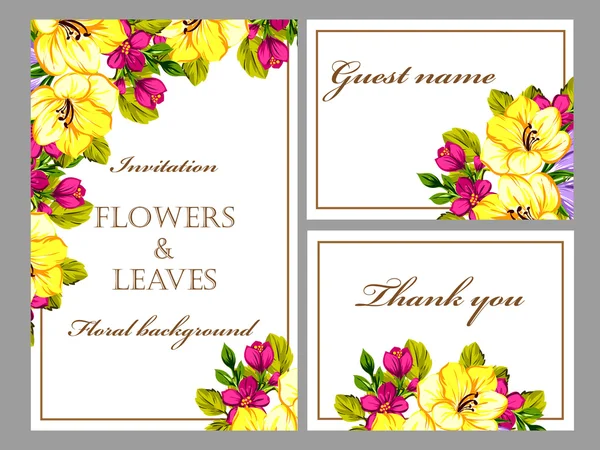 Delicada invitación con flores — Vector de stock