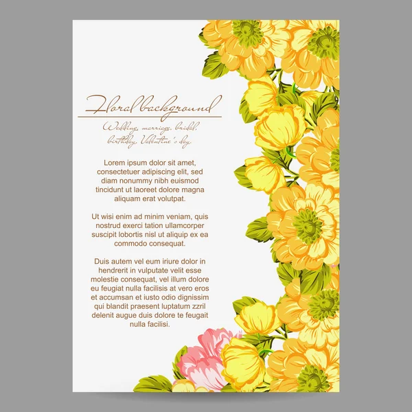 Delicada invitación con flores — Vector de stock