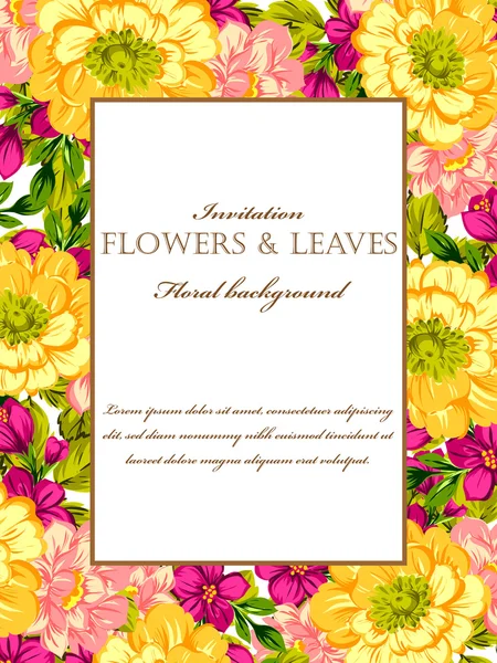 花と繊細な招待状 — ストックベクタ