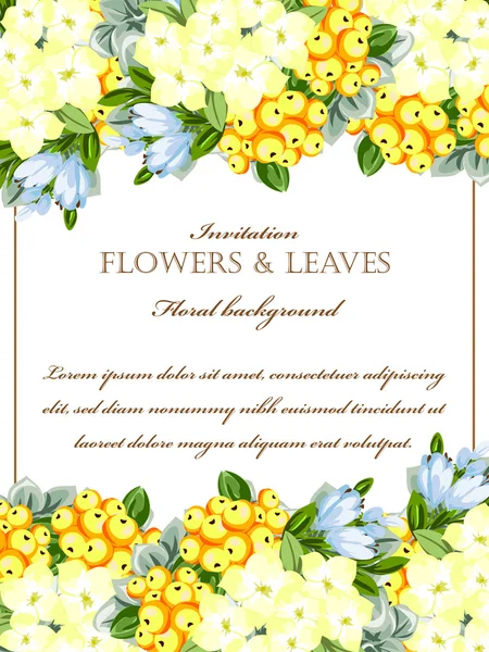 Λεπτή πρόσκληση με λουλούδια — Διανυσματικό Αρχείο