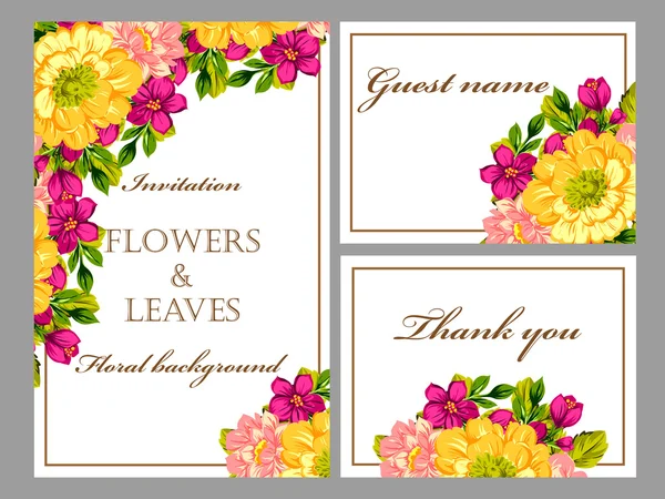 Delikatne zaproszenie z kwiatami — Wektor stockowy