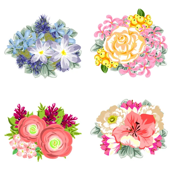 Flower bouquets set — Stock Vector