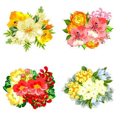 Çiçek buketleri seti