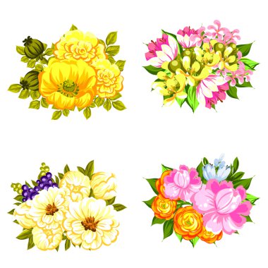 Çiçek buketleri seti