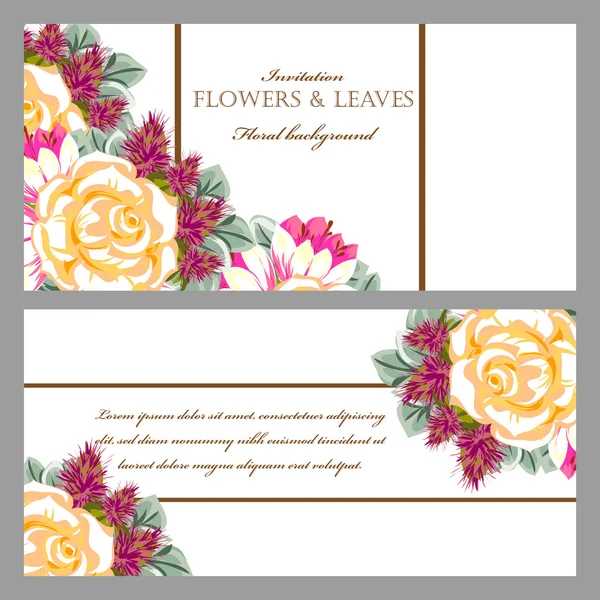Delicate uitnodiging met bloemen — Stockvector