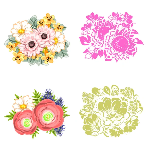 Flower bouquets set — Stock Vector