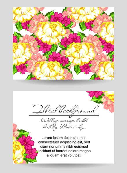 Delicada invitación con flores — Vector de stock