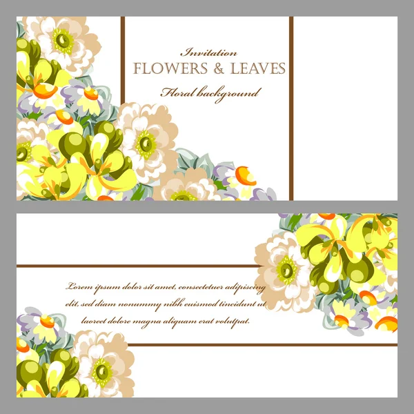 Delicada invitación con flores — Vector de stock