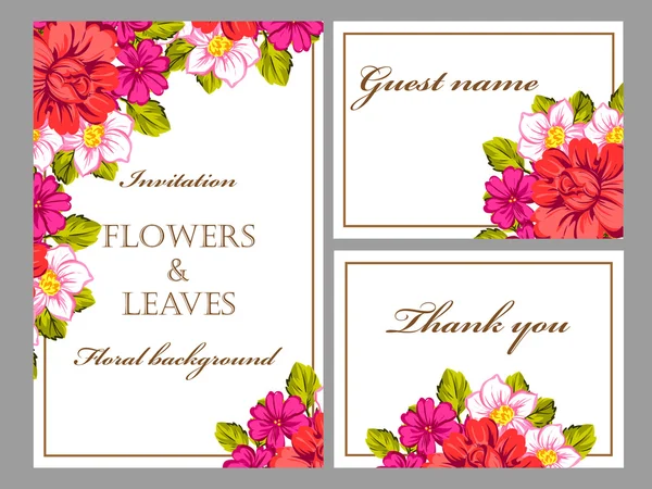 Invitation délicate avec des fleurs — Image vectorielle