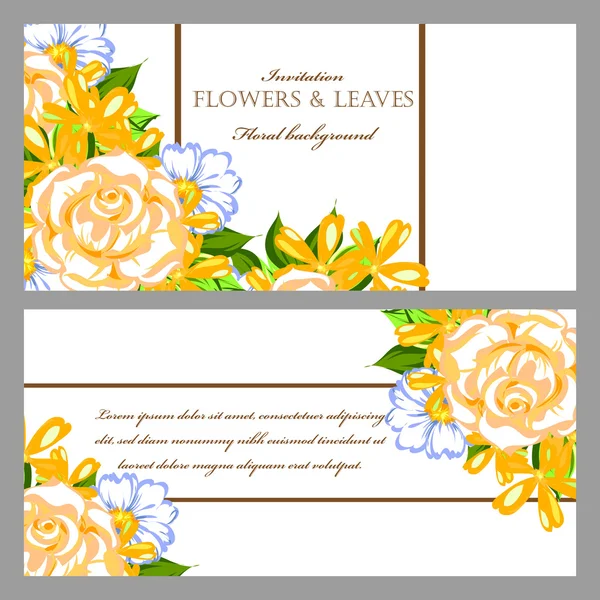 Delicada invitación con flores — Vector de stock