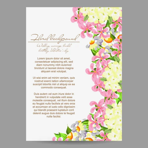 Delicate uitnodiging met bloemen — Stockvector