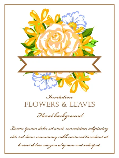 Delicada invitación con flores — Vector de stock