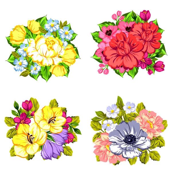 Blomsterbuketter sæt – Stock-vektor