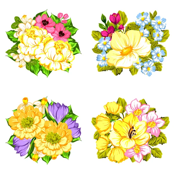 Flower bouquets set — Stock Vector