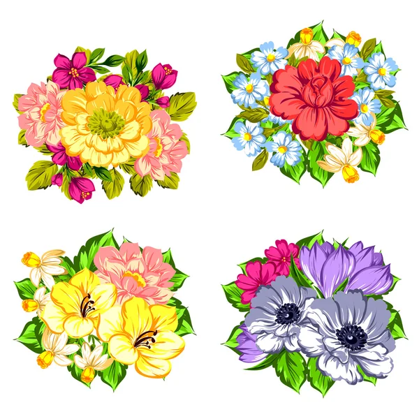 Flower bouquets set — Stock Vector