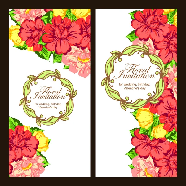 カラフルな結婚式の招待カード — ストックベクタ