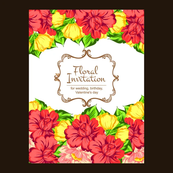 Colorful greeting wedding invitation card — Stock Vector