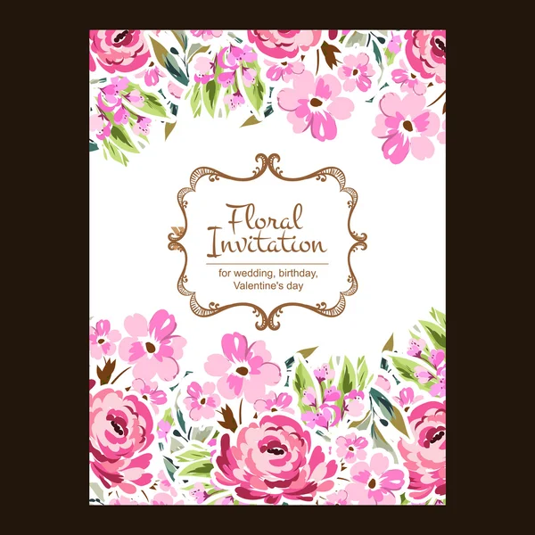 Delicate invitation with flowers — Stock Vector