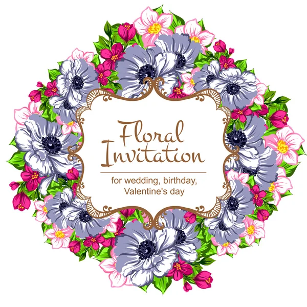 Delicate invitation with flowers — Stock Vector