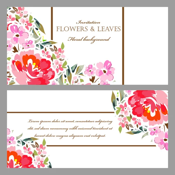 Delicate uitnodiging met bloemen — Stockvector