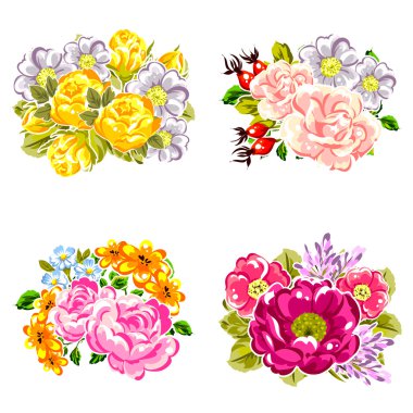 Dizi güzel renkli çiçekler