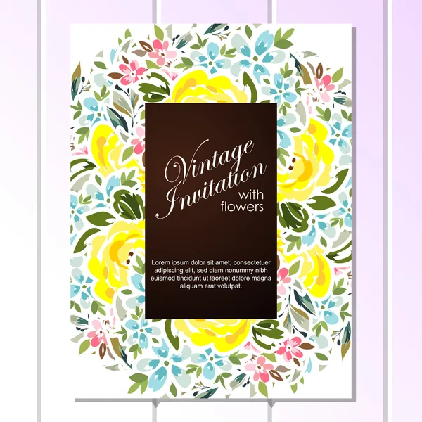 Floral vintage uitnodigingskaart — Stockvector