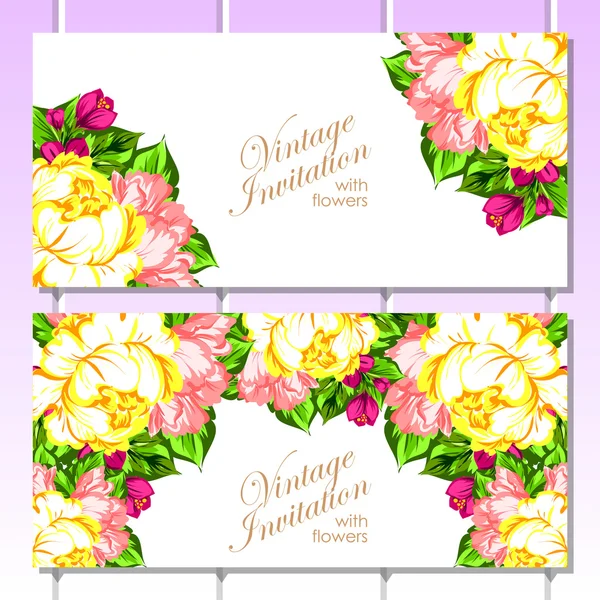 Set of horizontal floral invitational banners — Stock Vector