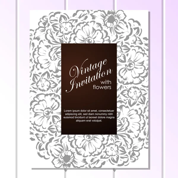 CARTE D'INVITATION FLORALE VINTAGE — Image vectorielle