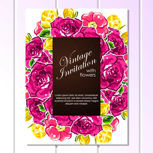 Carte d'invitation vintage floral — Image vectorielle