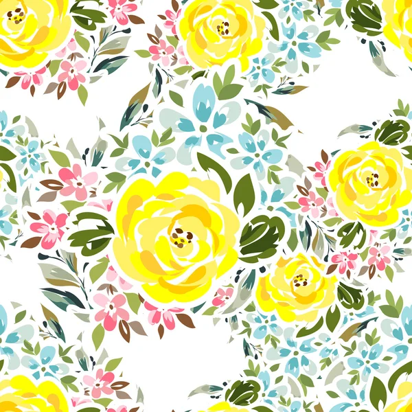 Patrón floral hermoso sin costuras — Vector de stock