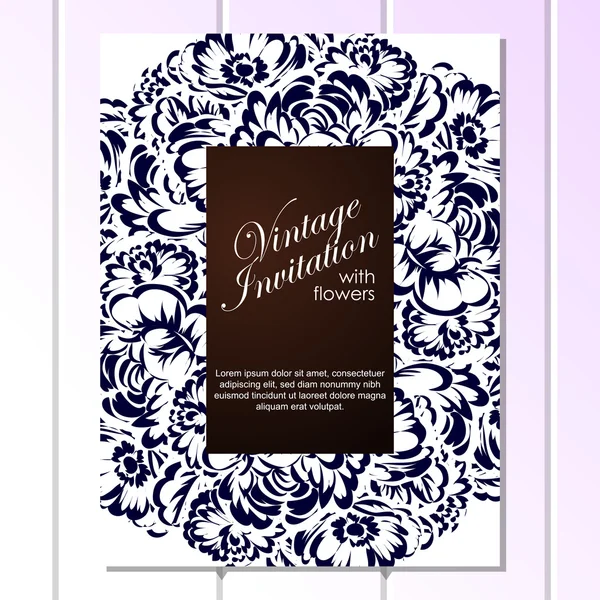 Vintage floral uitnodigingskaart — Stockvector