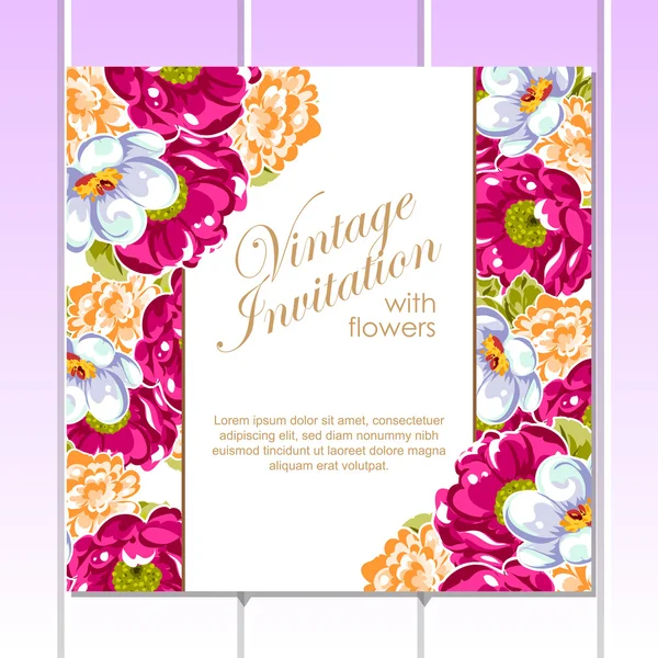 Carte d'invitation vintage floral — Image vectorielle