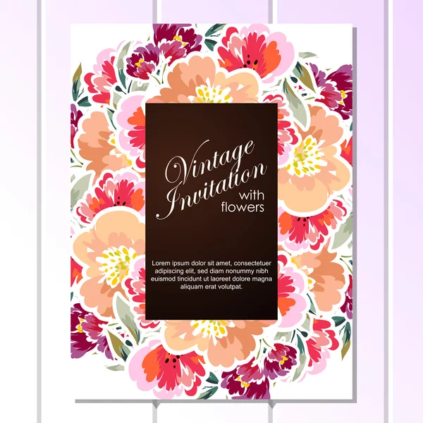 Carte d'invitation vintage floral — Image vectorielle